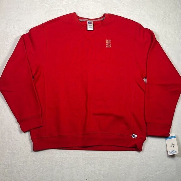 Russell Athletic Solid Color Fleece CrewNeck pullover‎ Red Sweatshirt NWT Men XL - Picture 1 of 6